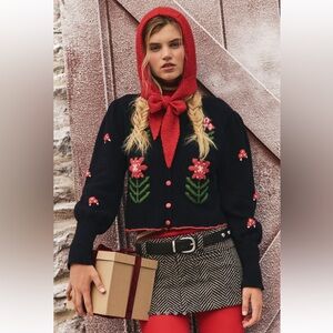 *NWT* FREE PEOPLE Nonna Knit Cardi in Midnight Bloom Combo — XS